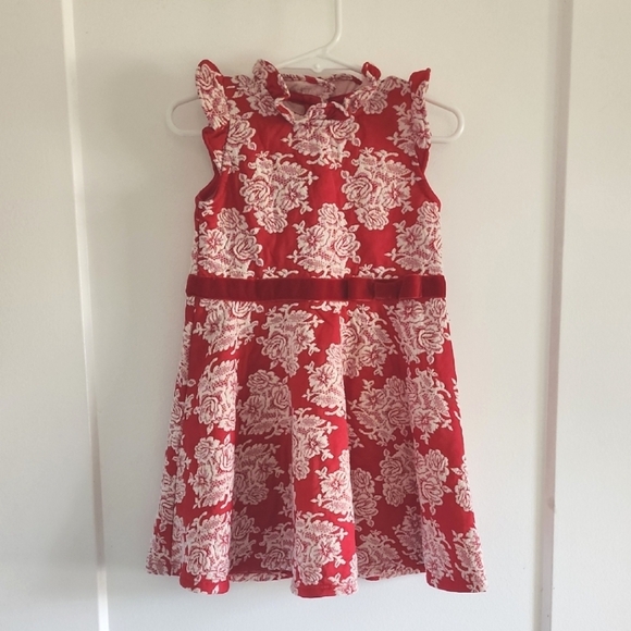 Janie And Jack Red Velvet Sleeveless Ruffle Dress Size 3T - Picture 1 of 6